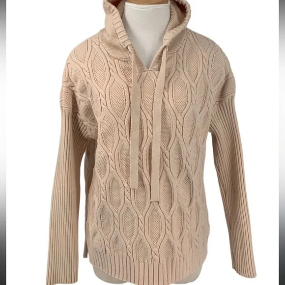 Fate XXL Cable-Knit Hooded Sweater in Beige - Picture 2 of 6